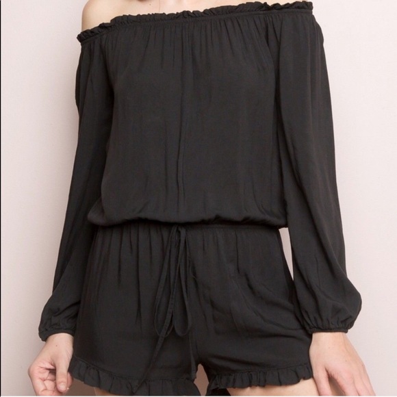 Brandy Melville Dresses & Skirts - Brandy Melville Black Off The Shoulder Romper